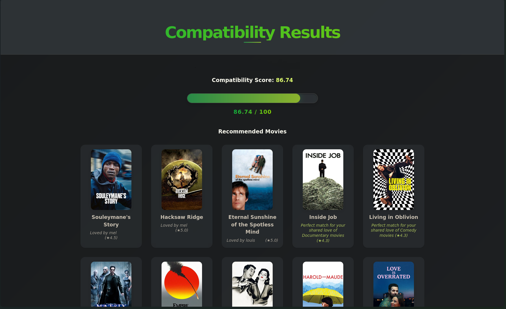 Letterboxd match